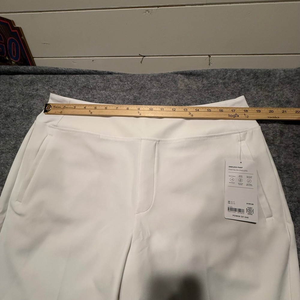 Athleta Endless Pant White 16 Tall Slim Leg High Rise Travel Commuter NWT - Picture 6 of 8